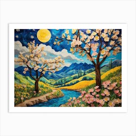 Cherry Blossoms ala Vincent 1 Art Print