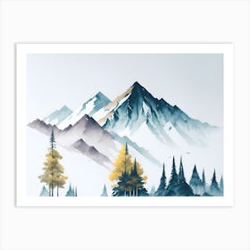 Mountain Background Minimal Landscape Art Very Plain Added Foreground Trees Watercolor Brush 12 20231027112659326 Two3 Tkmx Art Print