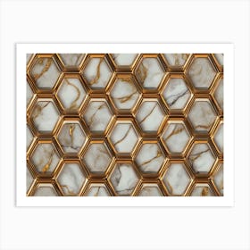 Gold Marble Tile Background Art Print