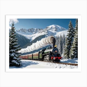 Train In The Snow Winter Wonderland Art Print