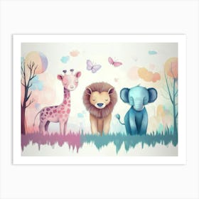 Art With Animals and Pastel Colors Art Print