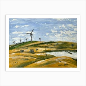 Windmills oil painting Art Print
