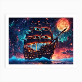 Ship In The Night Sky 1 Art Print