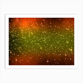 Red Green Red Shade Shining Star Background Art Print