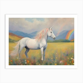 Unicorn In The Meadow Art Print