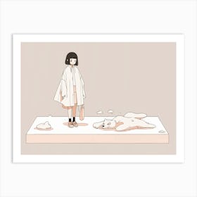 Girl And A Polar Bear Art Print