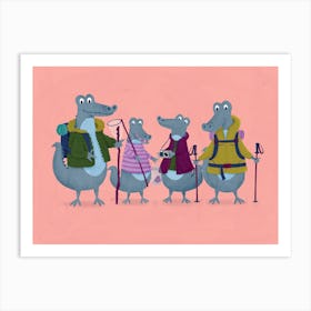 Alligators Ramblers Walking Animal Families Art Print