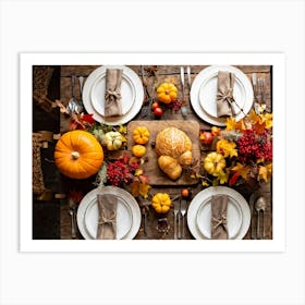 An Autumnal Composition On A Rustic Wooden Table Setting Featuring A Variety Of Harvested Ingredien (2) Art Print