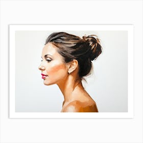 Side Profile Of Beautiful Woman Oil Painting 57 Art Print