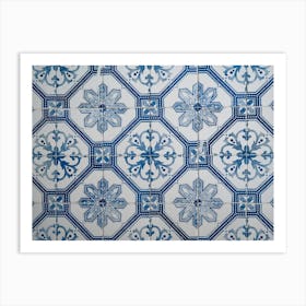 Vintage blue pattern on these tiles in Lisbon, Portugal - summer azulejos street and travel photography by Christa Stroo Photography Art Print