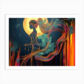 Beautiful, pink , futuristic, artwork print. "Floating" Art Print