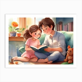 Reading With Dad Art Print