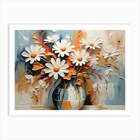 Daisies In A Vase Abstract Art Print