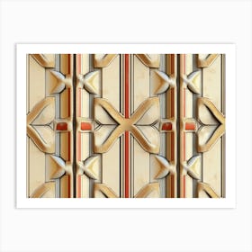 Seamless Relief Sculpture Designation Retro Pattern Curve Cross Flower Frame Vine Kaleidoscope 1 Art Print