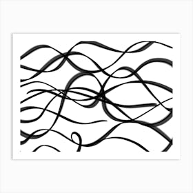 Abstract Wavy Lines black Art Print