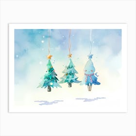 Watercolor Christmas Trees Art Print