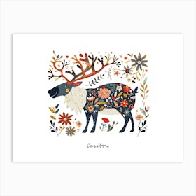 Little Floral Caribou 1 Poster Art Print