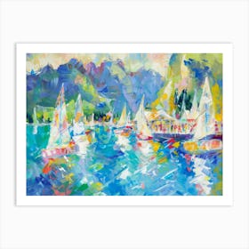 Sailboats In The Harbor 4 Art Print