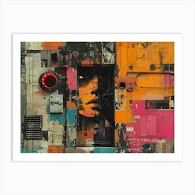 Analog Fusion: A Tapestry of Mixed Media Masterpieces The Face In The Wall' Art Print