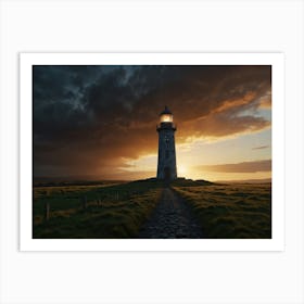 Lighthouse At Sunset 3 Art Print