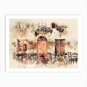 Watercolor Of An Italian Cafe Art Print