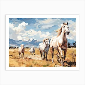 Horses Painting In Mendoza, Argentina, Landscape 4 Art Print