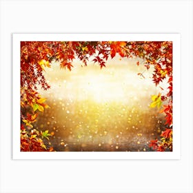 Autumn Themed Frame Showcasing An Explosion Of Vibrant Foliage Hues Ranging From Deep Reds To Warm (5) Art Print