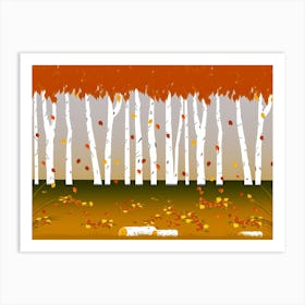 Autumn Birch Trees Art Print