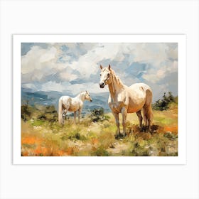 Horses Painting In Cotacachi, Ecuador, Landscape 4 Art Print