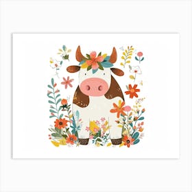 Little Floral Cow 3 Art Print