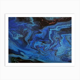 Blue And Black Swirls 1 Art Print