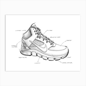 Nike Shoes Sketch Art Print