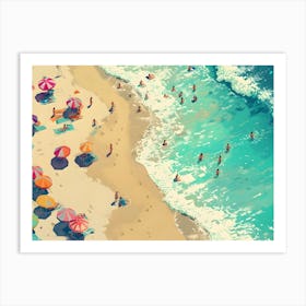 Colorful Umbrellas On The Beach Art Print