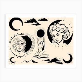 Mystical Pin Up Women Flash Art Print