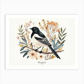 Little Floral Magpie 1 Poster Art Print