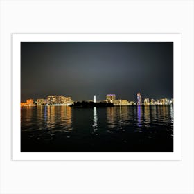 Miami Beach Skyline At Night From The Bay (Miami at Night Series) 1 Art Print