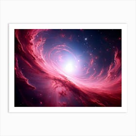 Abstract Celestial Scene Capturing A Nebula Explosion In The Pink And Red Hues Of A Distant Galaxy (4) Art Print