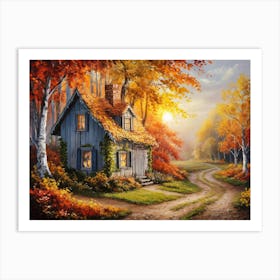 Autumn Cottage Art Print