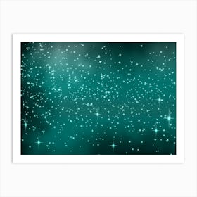 Teal Burst Shining Star Background Art Print