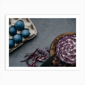 Blue Cabbage And Eggs Art Print