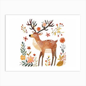 Little Floral Elk 2 Art Print