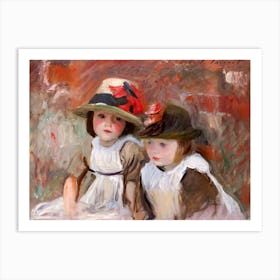 Two Little Girls In Hats Art Print