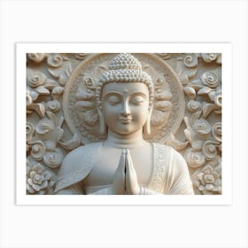 3d Relief of a Serene Buddha Statue Art Art Print