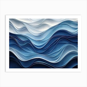 Abstract Background with Blue Waves Art Print