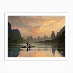 Golden Li River Art Print