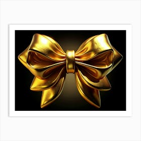 Golden Bow On Black Background 3 Art Print