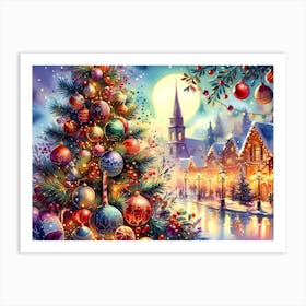 Christmas Tree On The Street Art Print