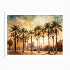 Palm Trees At Sunset Art Print