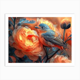 Bird On A Flower Art Print