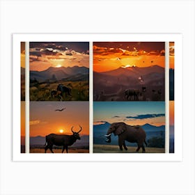 Sunset In The Savannah Art Print